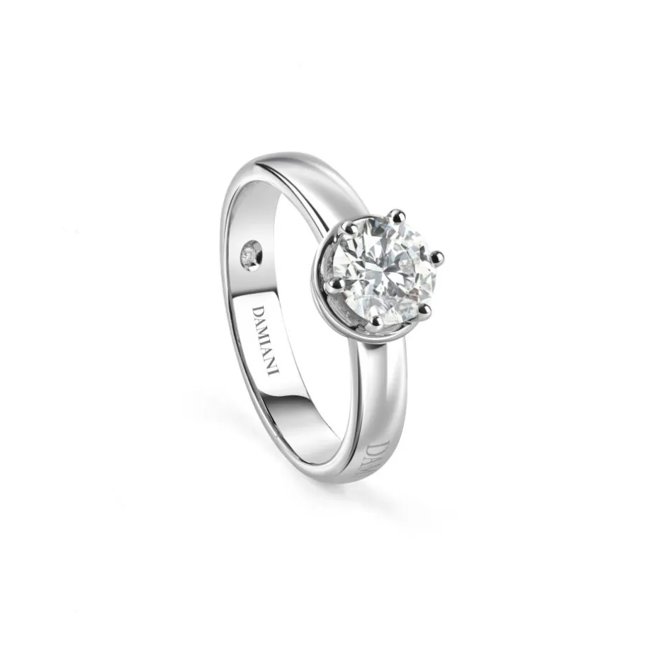 Damiani Anelli Di Fidanzamento | Anelli>Anello di fidanzamento in oro bianco con diamante da 0,16 carati, colore G, purezza VS