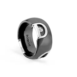 Damiani Anelli>Anello in ceramica nera con oro bianco e diamante