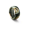 Damiani Anelli>Anello in ceramica verde con oro giallo e diamante, 10 mm.
