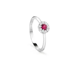 Damiani Anelli>Anello in oro bianco con diamanti e rubino