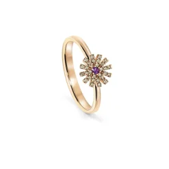 Damiani Anelli>Anello in oro rosa con ametista e diamanti brown, 8 mm.