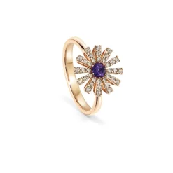 Damiani Anelli>Anello in oro rosa con ametista e diamanti brown, 12 mm.