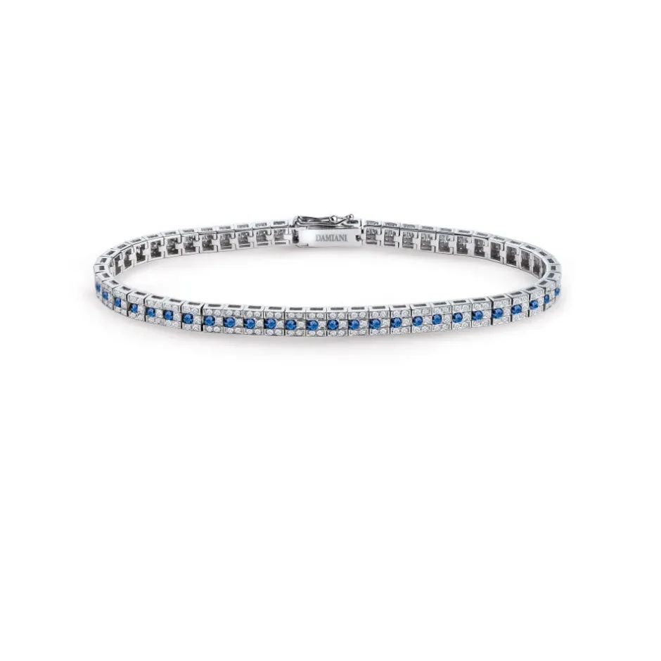 Damiani Bracciali>Bracciale in oro bianco con diamanti e zaffiri