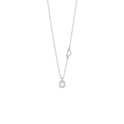 Damiani Collane>Collana in oro bianco con diamante taglio smeraldo