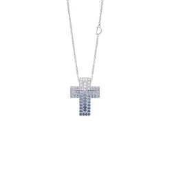 Uomo Damiani Uomo | Collane>Collana in oro bianco con diamanti e zaffiri