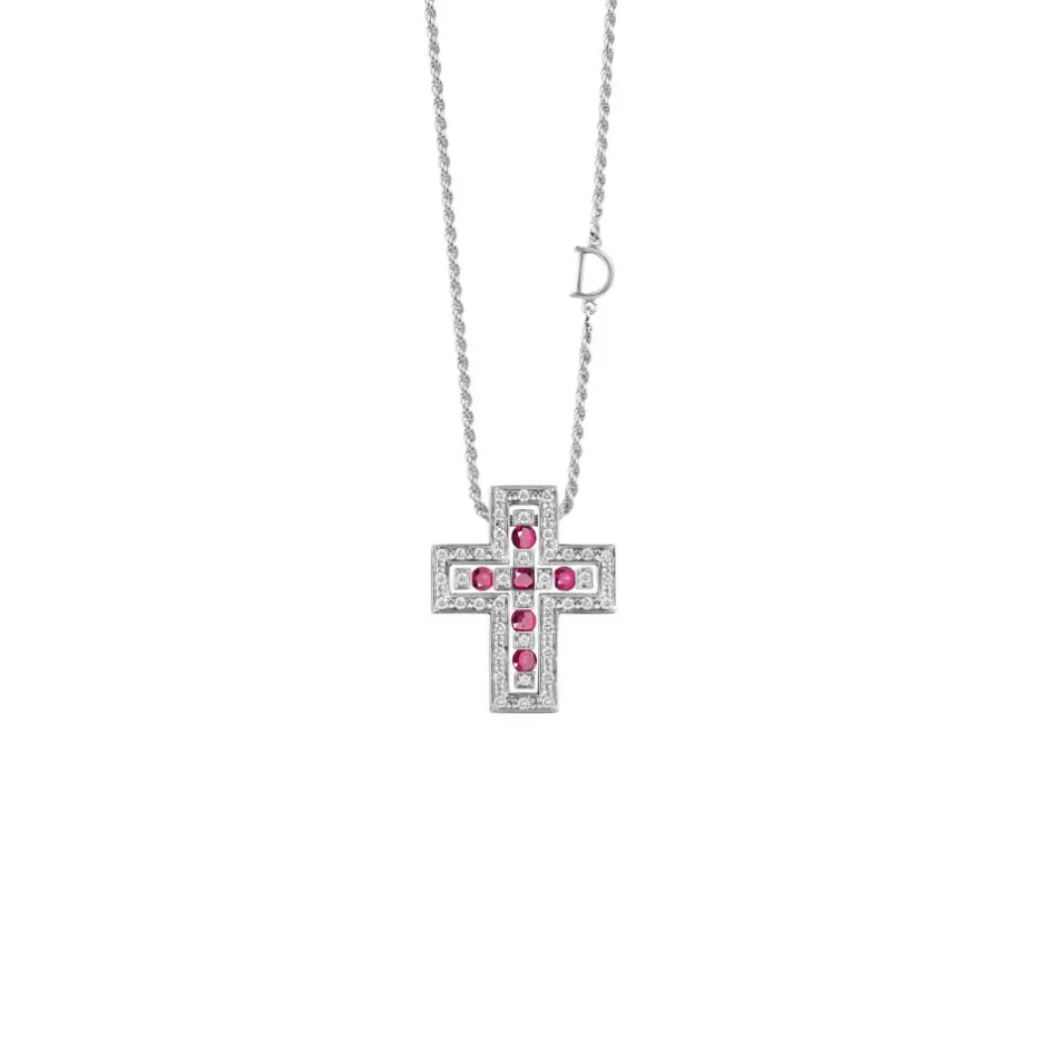 Uomo Damiani Uomo | Collane>Collana in oro bianco con diamanti e rubini