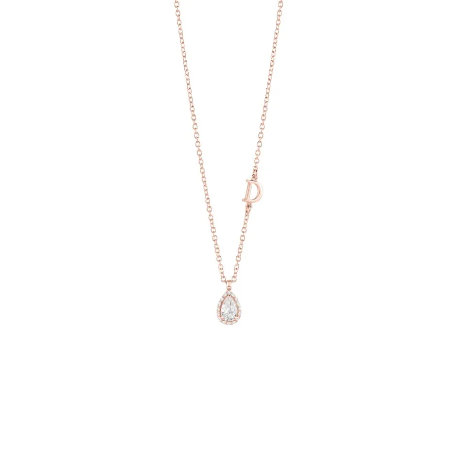 Damiani Collane>Collana in oro rosa con diamante taglio goccia