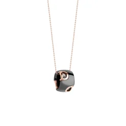 Damiani Collane>Collana in oro rosa e ceramica nera con diamante