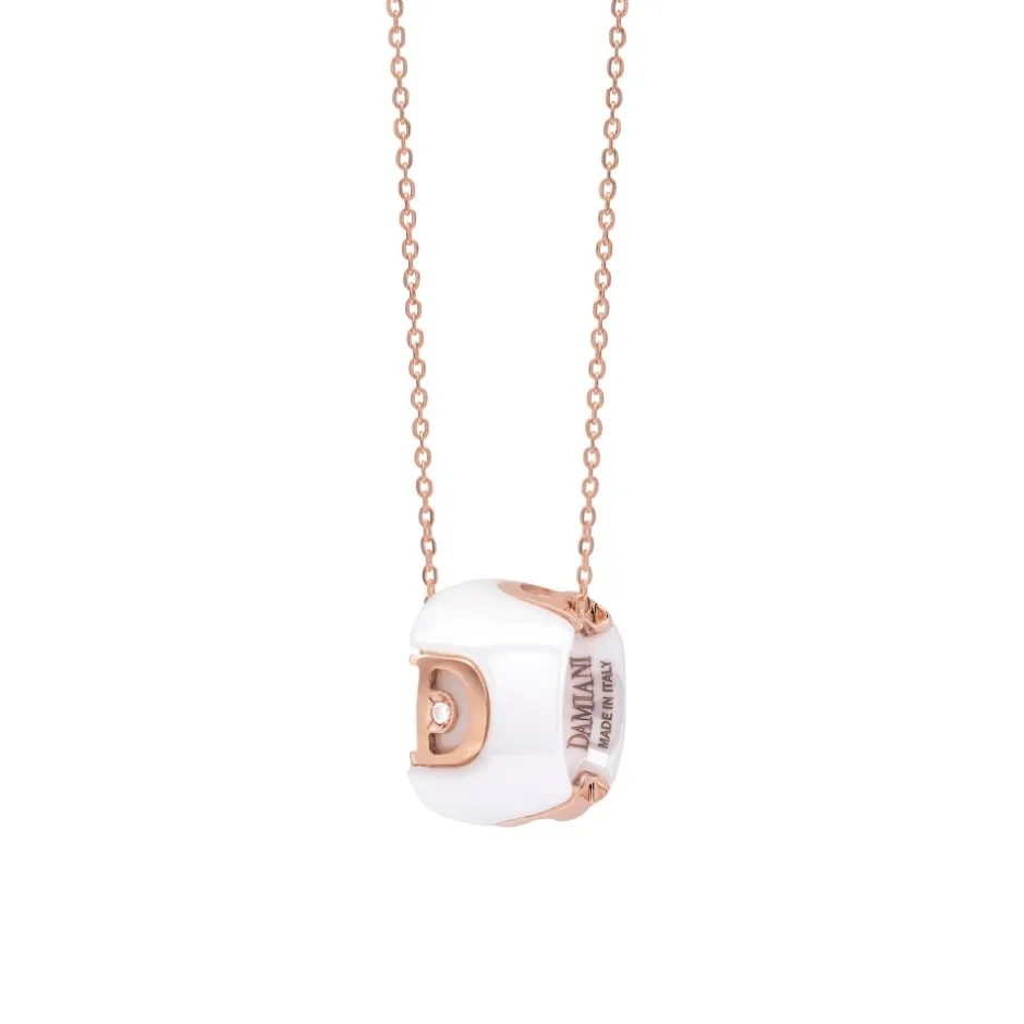 Damiani Collane>Collana in oro rosa e ceramica bianca con diamante