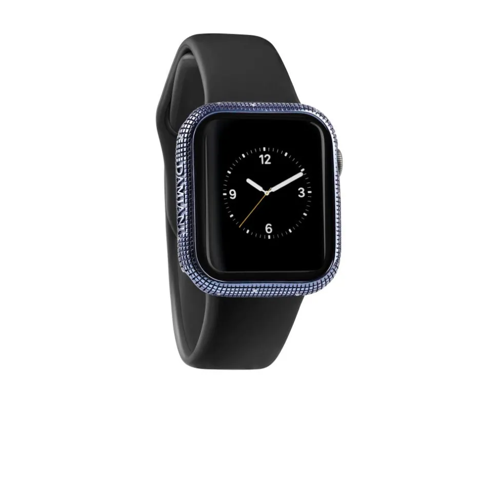 Uomo Damiani Uomo>Cover watch con texture Metropolitan in titanio metal-blu con diamanti