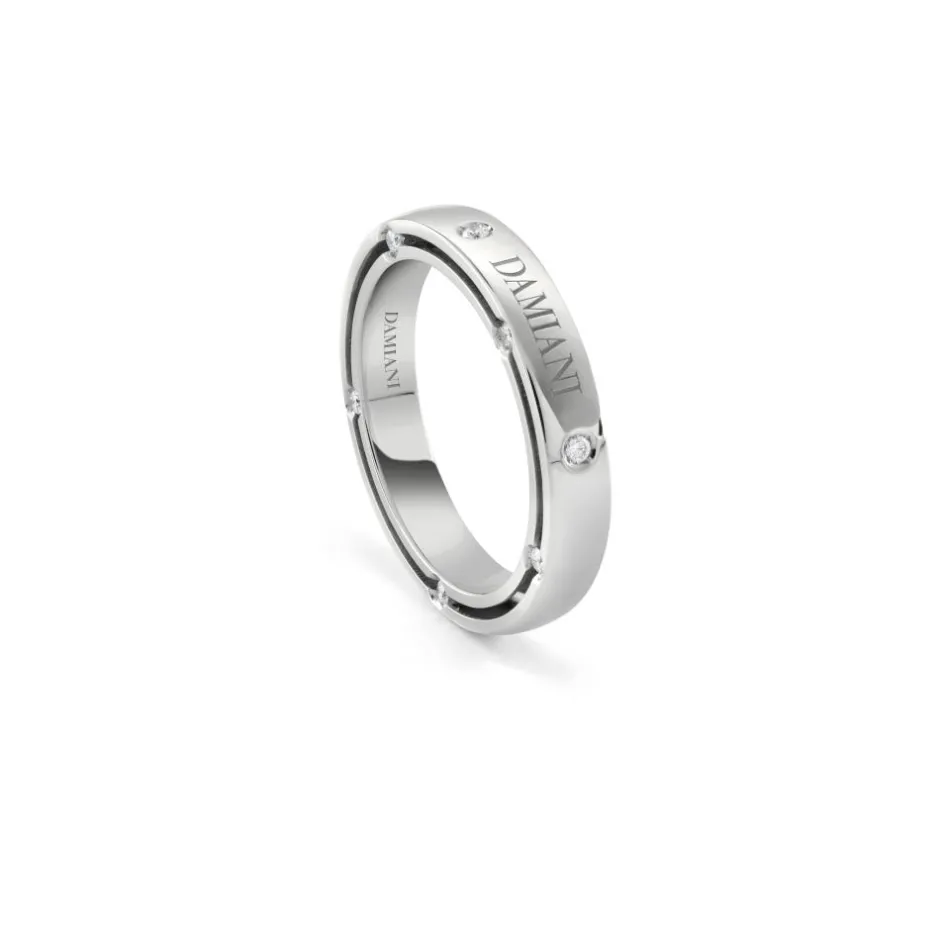 Damiani Fedi Nuziali>Fede nuziale in oro bianco con diamanti, 3,40 mm.