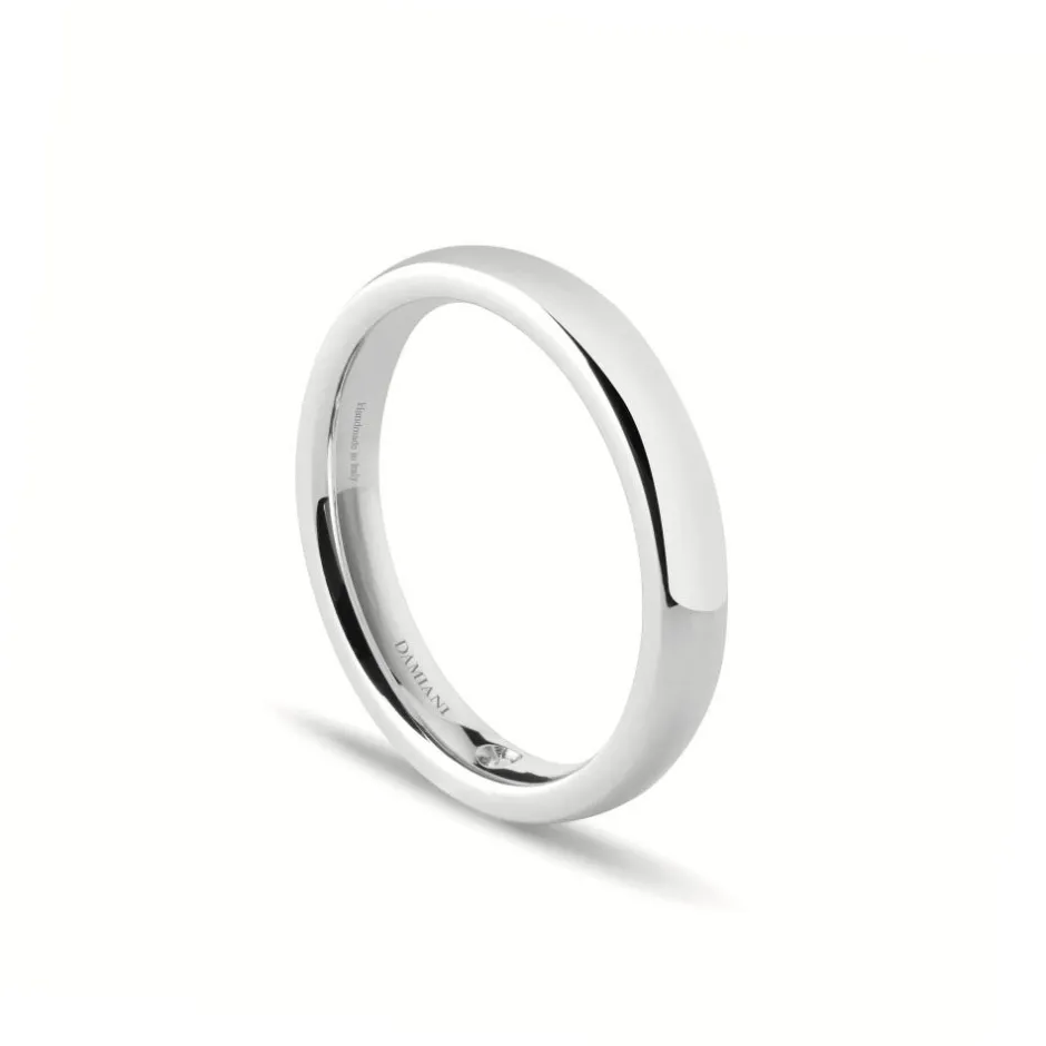 Damiani Fedi Nuziali>Fede nuziale in oro bianco con diamante, 3,50 mm.