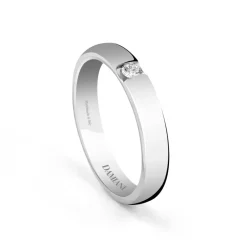 Damiani Fedi Nuziali>Fede nuziale in oro bianco con diamante esterno, 3,50 mm.
