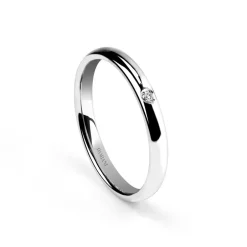 Damiani Fedi Nuziali>Fede nuziale in platino con diamante, 2,50 mm.