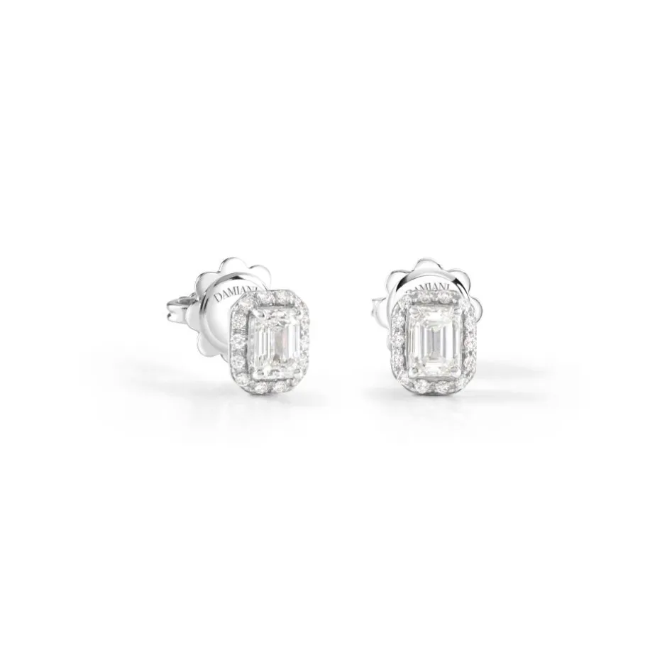 Damiani Orecchini>Orecchini in oro bianco con diamante taglio smeraldo