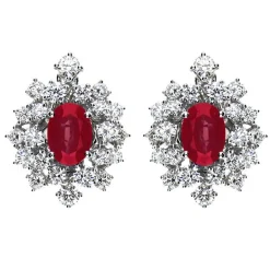 Damiani Orecchini>Orecchini in oro bianco con diamanti e rubini