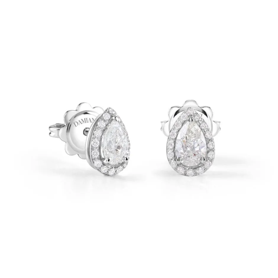 Damiani Orecchini>Orecchini in oro bianco con diamante taglio goccia