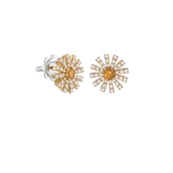 Damiani Orecchini>Orecchini in oro giallo con quarzo citrino e diamanti, 10 mm