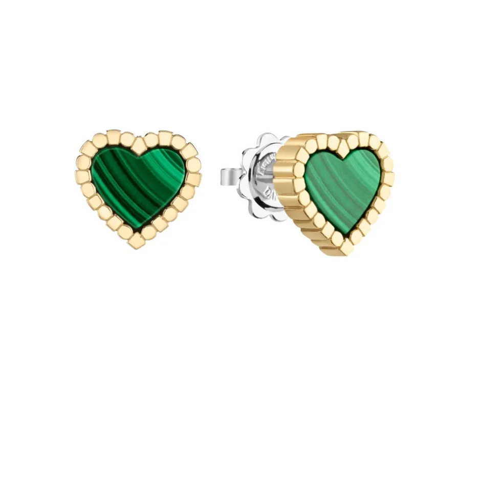 Damiani Orecchini>Orecchini in oro giallo e bianco con malachite