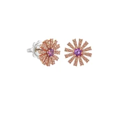 Damiani Orecchini>Orecchini in oro rosa con ametista e diamanti brown, 10 mm.